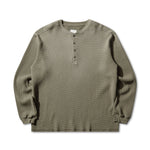 The ROA Bee Sun Faded Organic Waffle Serafino Long Sleeve Grey Green available online with global shipping, and in PAM Stores Melbourne and Sydney.