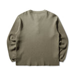 The ROA Bee Sun Faded Organic Waffle Serafino Long Sleeve Grey Green available online with global shipping, and in PAM Stores Melbourne and Sydney.