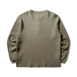 The ROA Bee Sun Faded Organic Waffle Serafino Long Sleeve Grey Green available online with global shipping, and in PAM Stores Melbourne and Sydney.