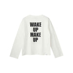 The WAKE UP MAKE UP T-shirt White available online with global shipping, and in PAM Stores Melbourne and Sydney.