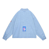 The WASHED DENIM SHORT SHIRT JACKET available online with global shipping, and in PAM Stores Melbourne and Sydney.