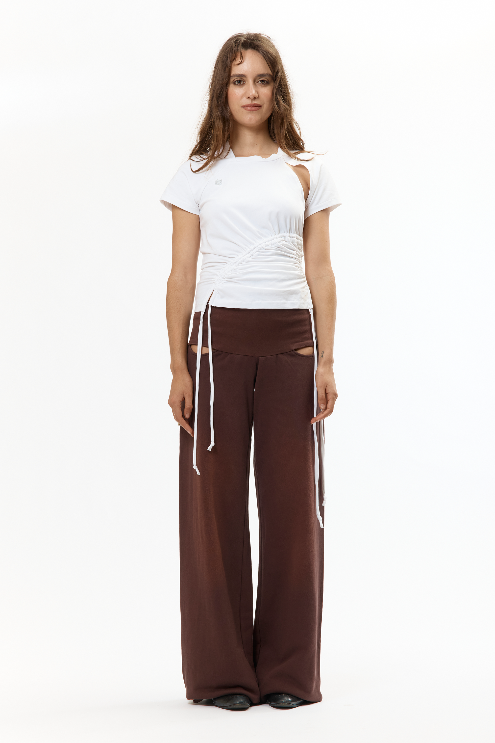 The RUCHED SS TEE White available online with global shipping, and in PAM Stores Melbourne and Sydney.