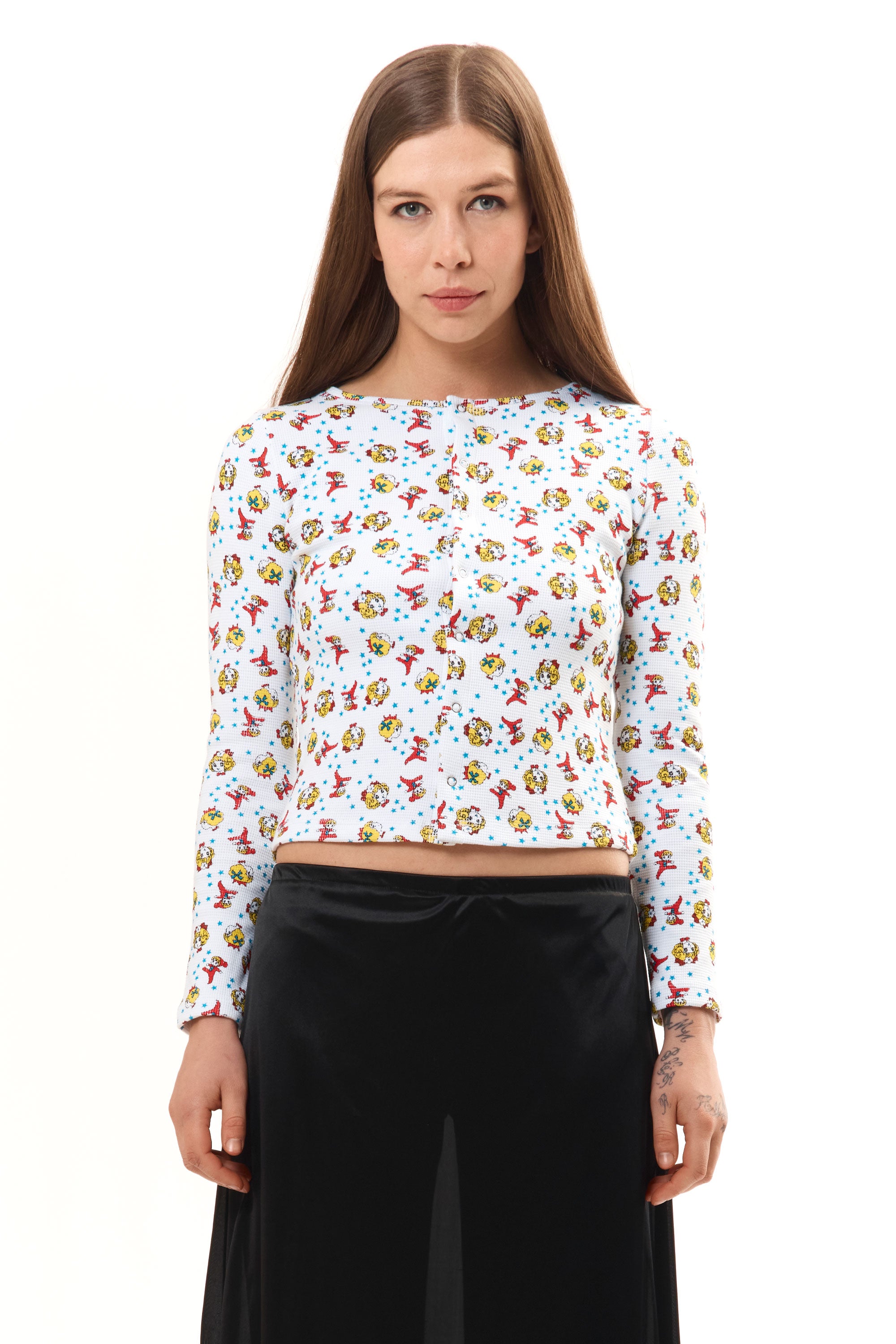 The GIRL BABY WHITE THERMAL TOP available online with global shipping, and in PAM Stores Melbourne and Sydney.