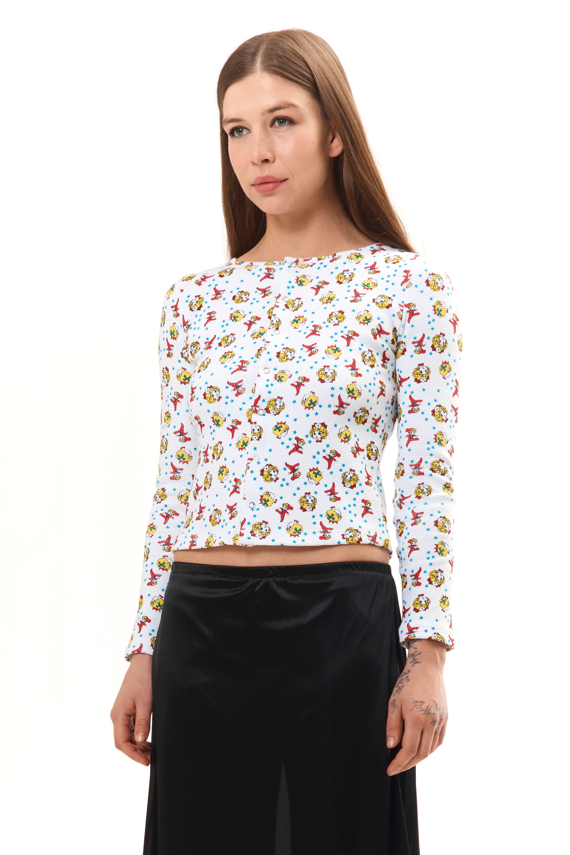 The GIRL BABY WHITE THERMAL TOP available online with global shipping, and in PAM Stores Melbourne and Sydney.