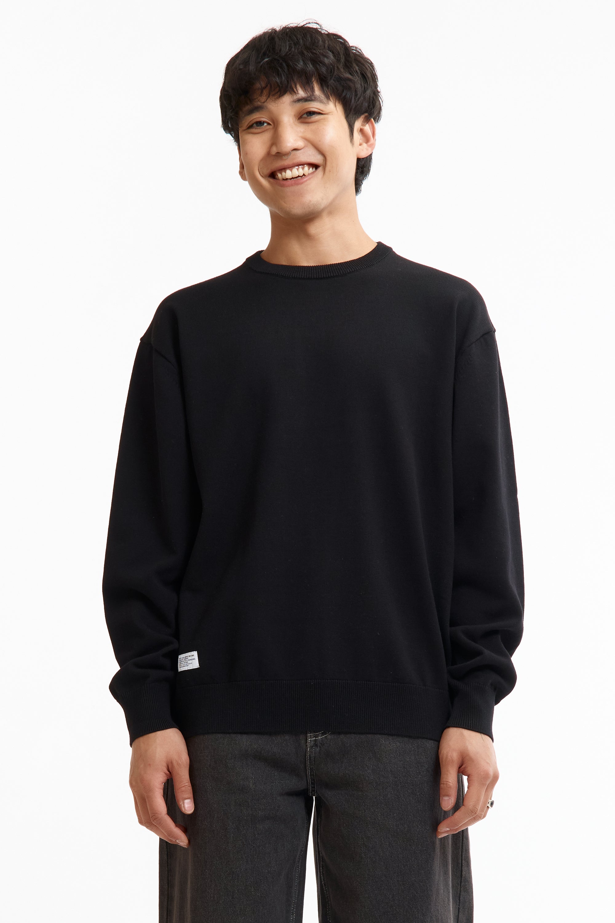 The CREW NECK AFA SWEATER BLACK available online with global shipping, and in PAM Stores Melbourne and Sydney.