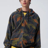 Washed Tree Camo Zip Hoodie Black
