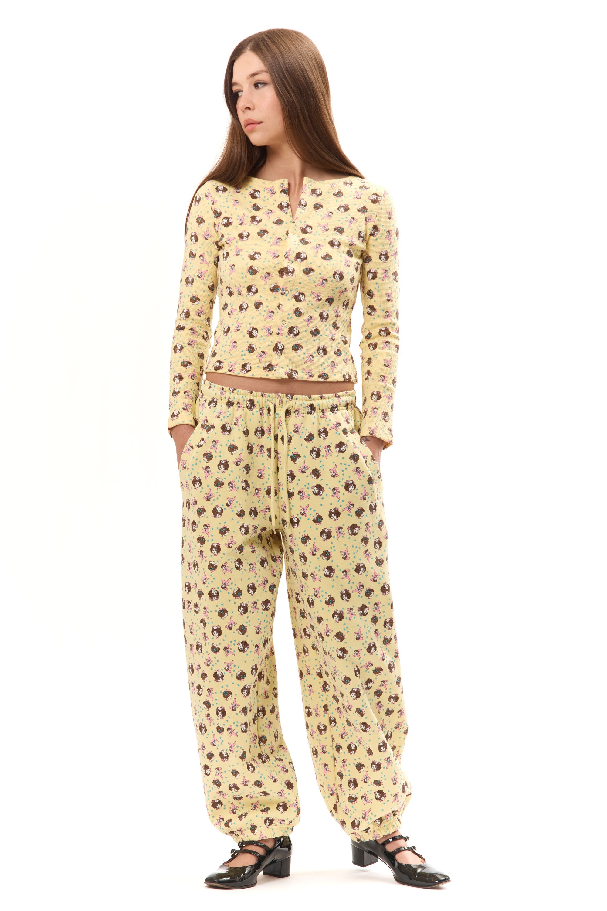 The GIRL BABY YELLOW JOGGERS available online with global shipping, and in PAM Stores Melbourne and Sydney.