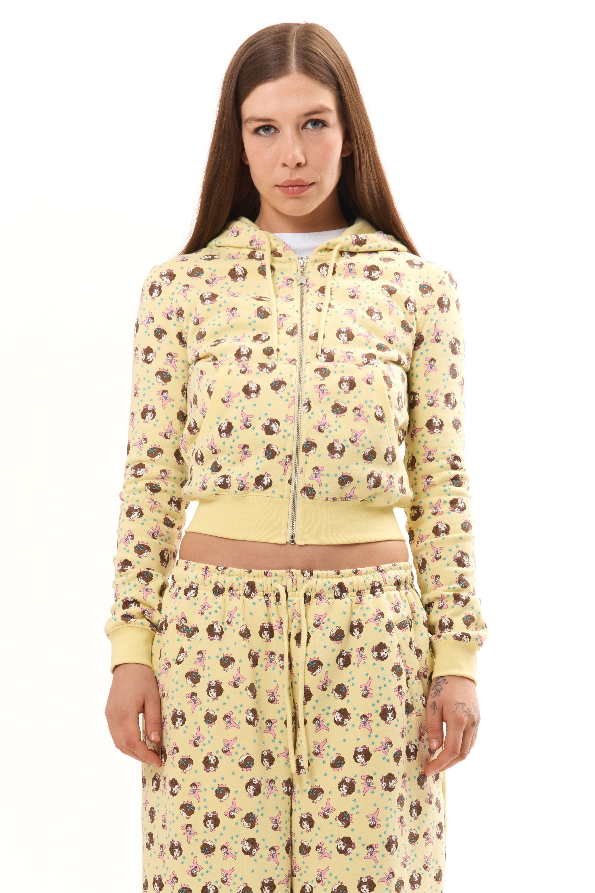 The GIRL BABY YELLOW SHRUNK BABY HOODIE available online with global shipping, and in PAM Stores Melbourne and Sydney.