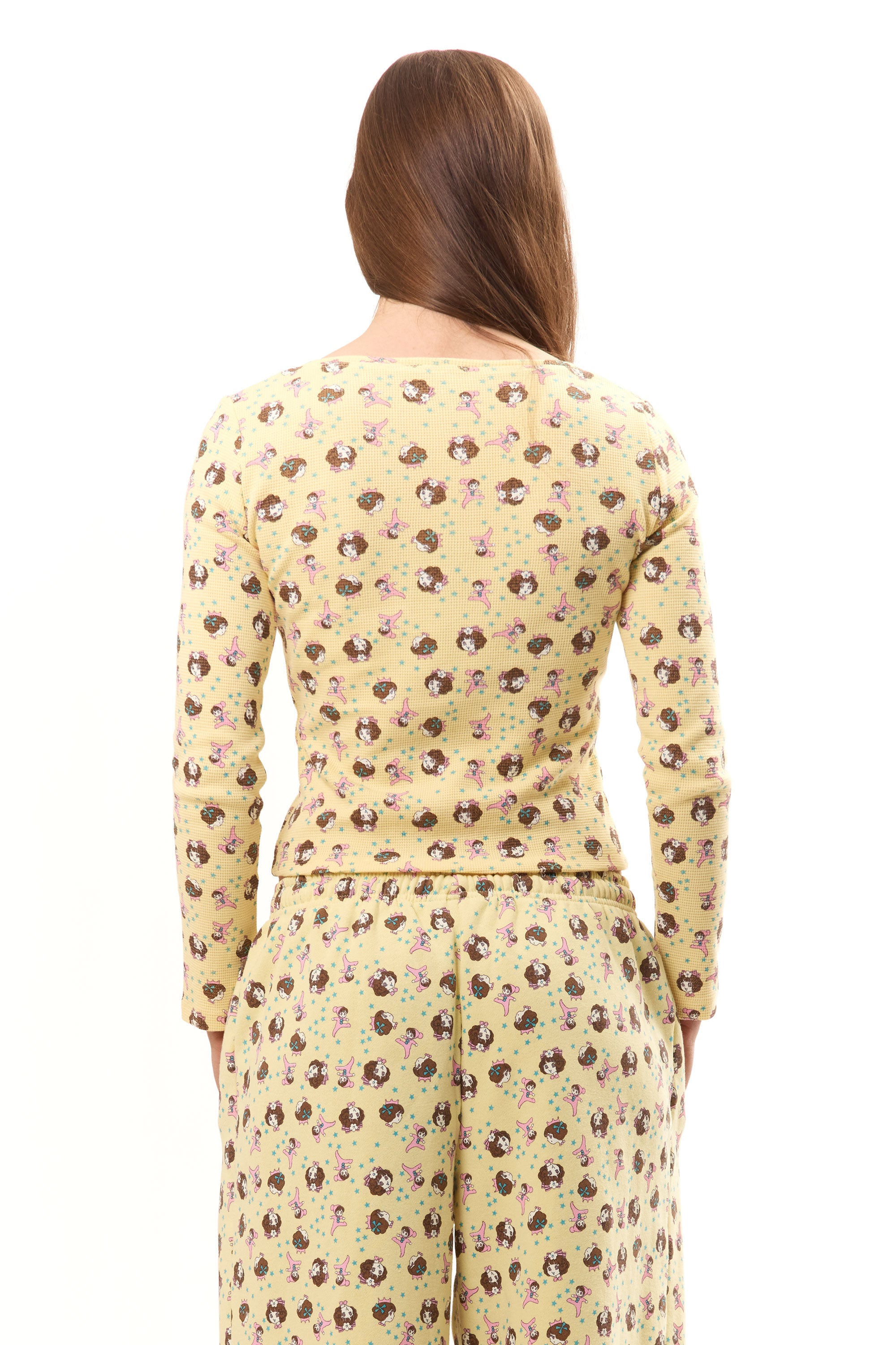 The GIRL BABY YELLOW THERMAL TOP available online with global shipping, and in PAM Stores Melbourne and Sydney.