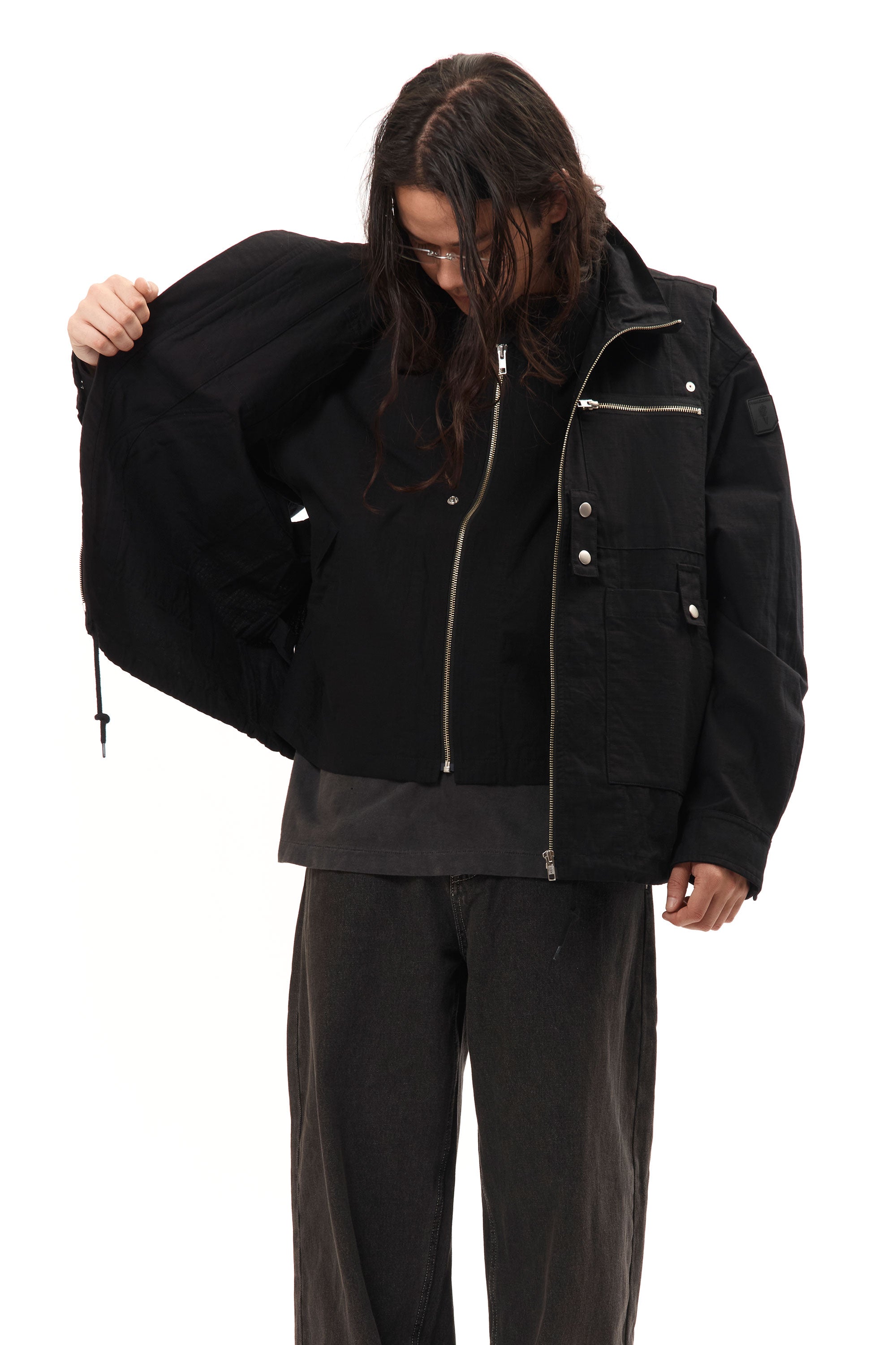 The DOUBLE ZIP RIPSTOP JACKET BLACK available online with global shipping, and in PAM Stores Melbourne and Sydney.