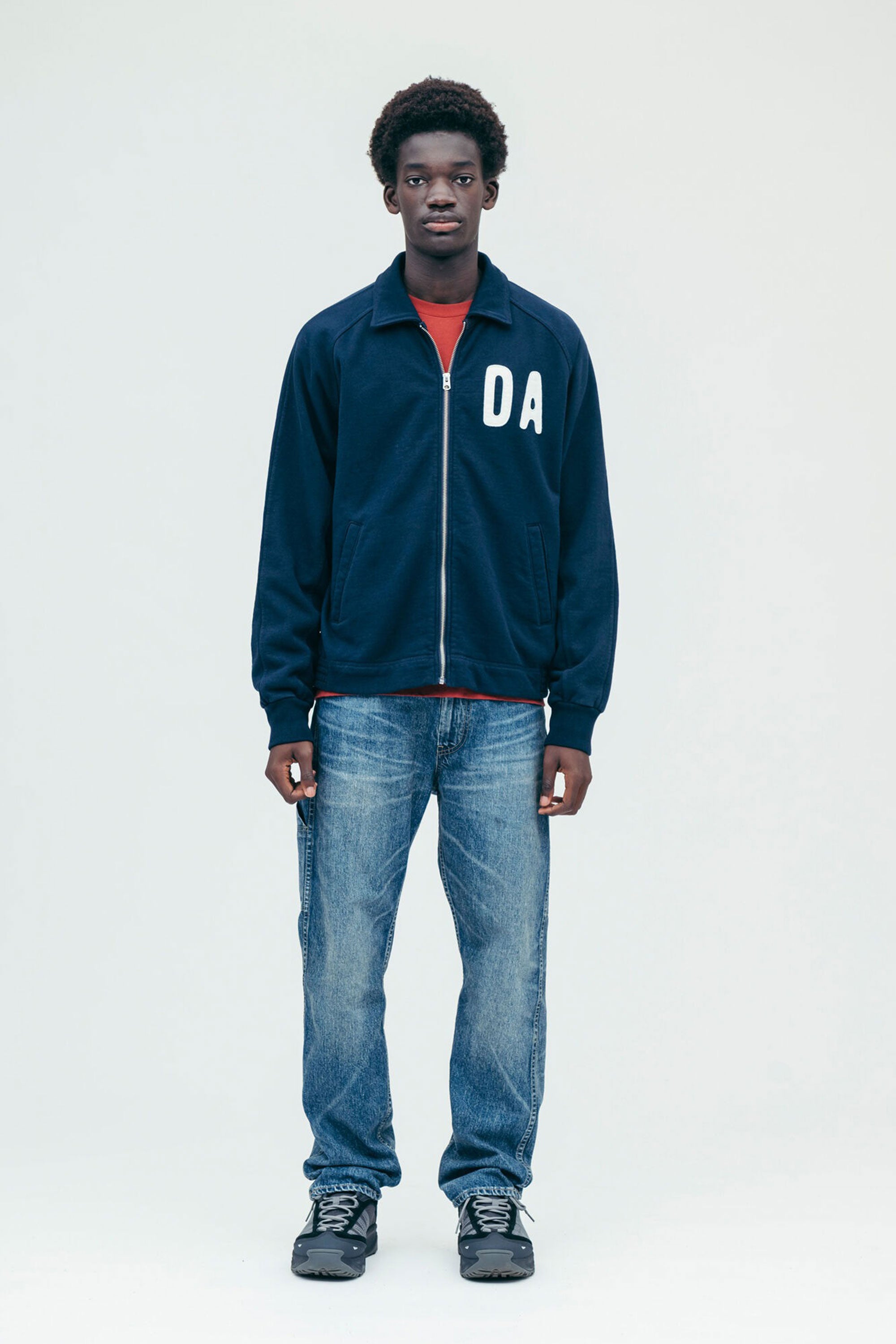 The ZIP-UP SWEATSHIRT NAVY available online with global shipping, and in PAM Stores Melbourne and Sydney.