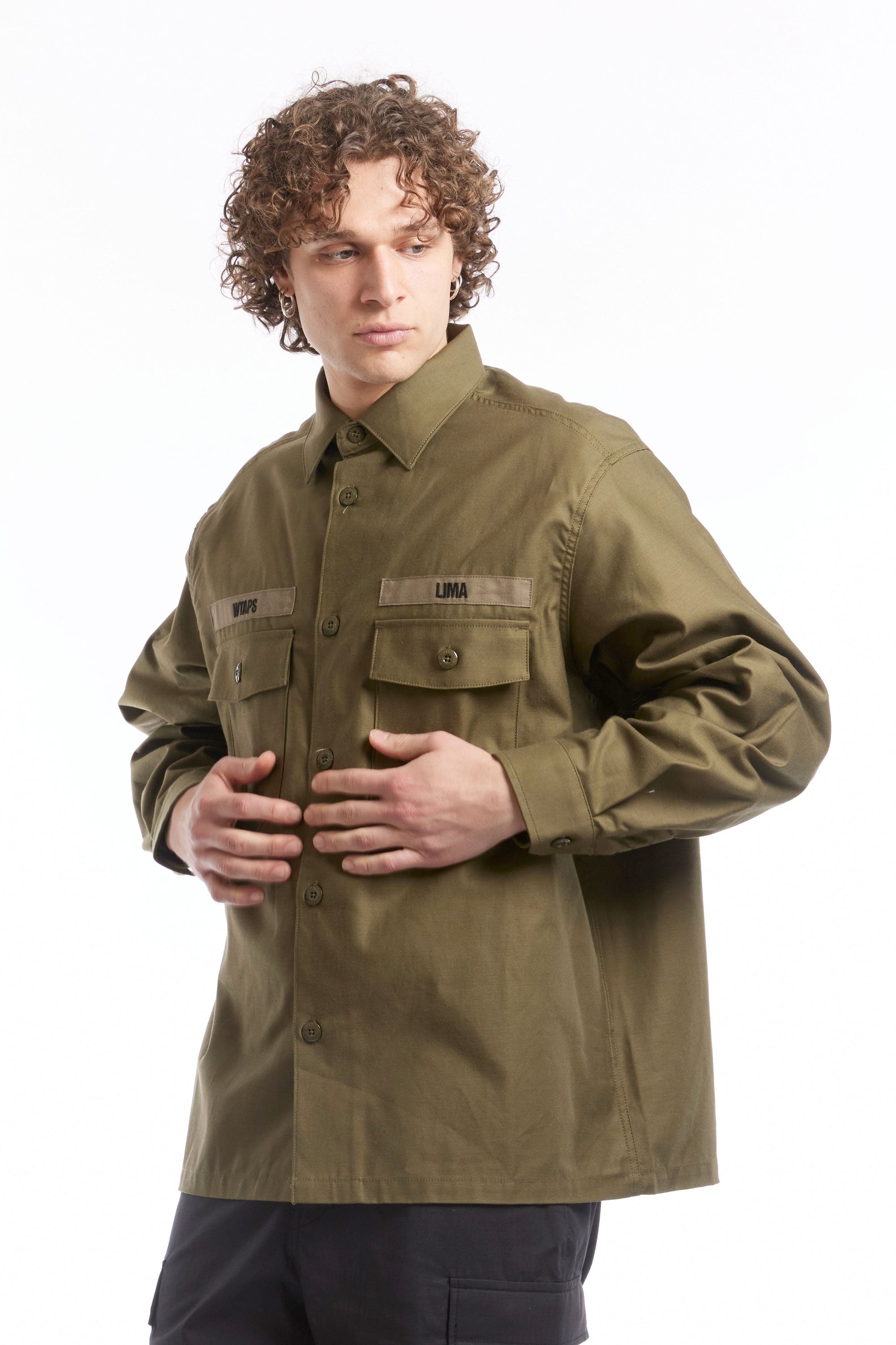 The CBW LS COTTON SATIN SHIRT OLIVE DRAB  available online with global shipping, and in PAM Stores Melbourne and Sydney.