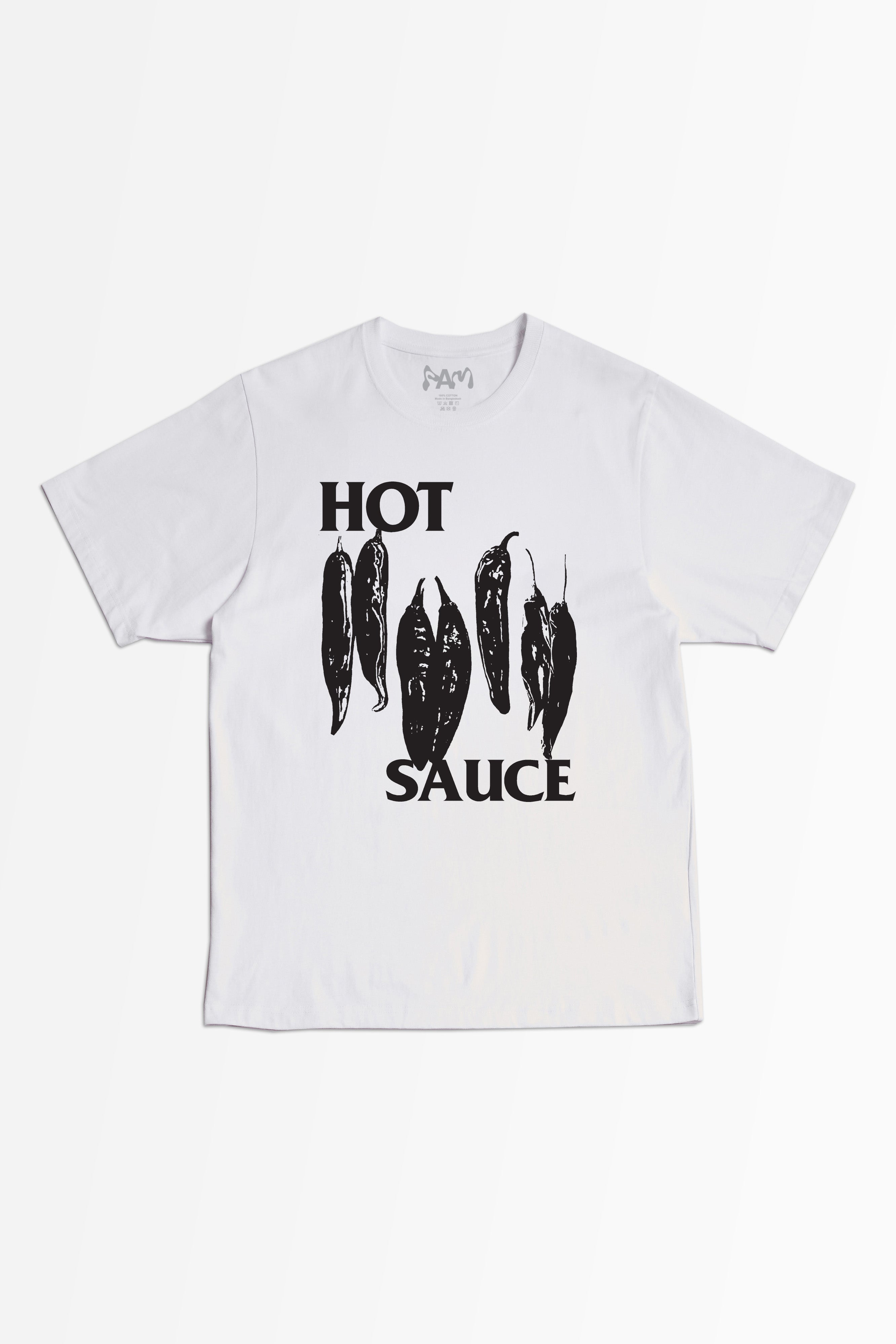 The P.A.M. x ROUGH RICE - HOT SAUCE TEE  available online with global shipping, and in PAM Stores Melbourne and Sydney.