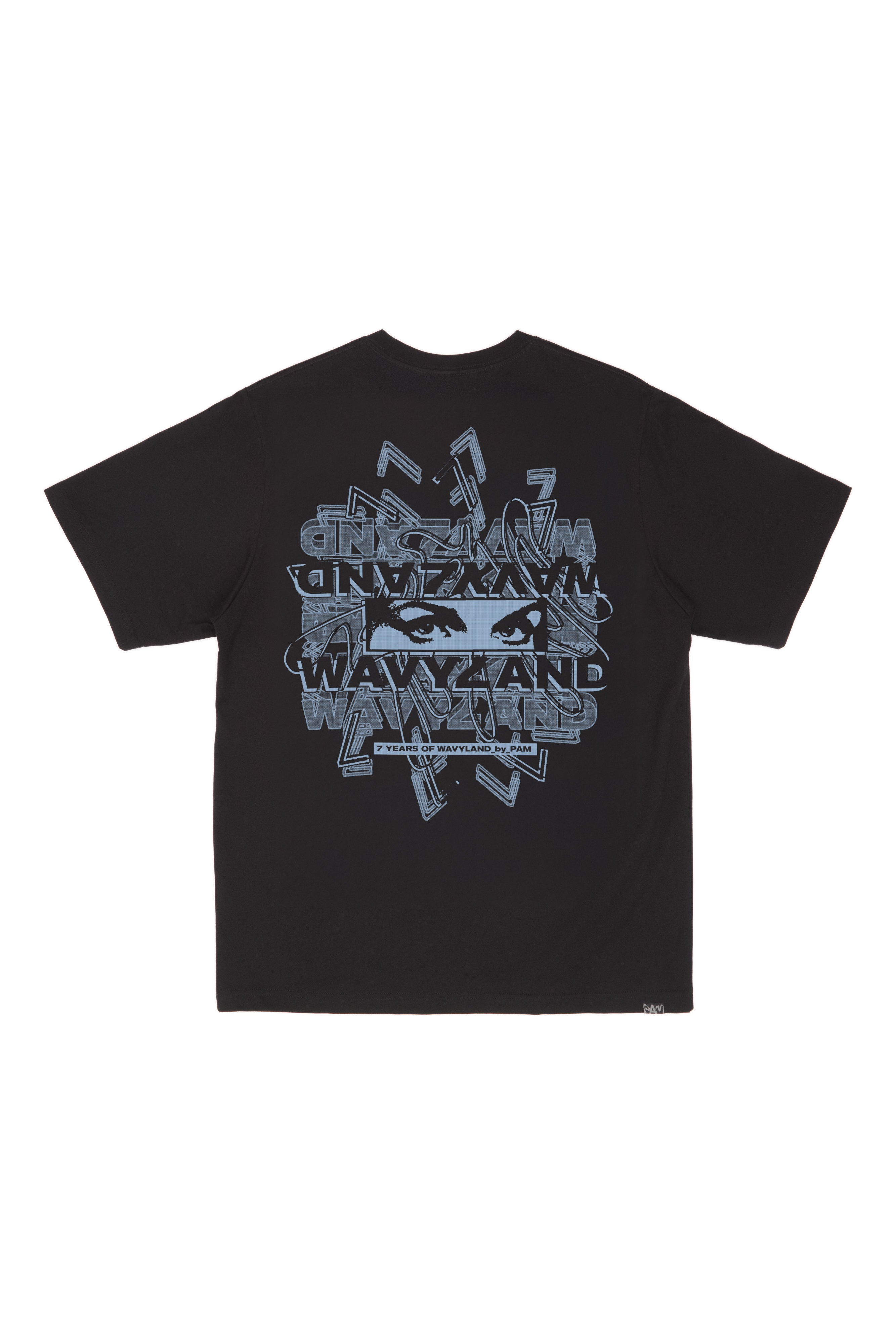 The 7 YEAR ANNIVERSARY SS TEE - BLACK available online with global shipping, and in PAM Stores Melbourne and Sydney.