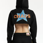 The HEAVEN -CHAOS CROPPED HOODIE  available online with global shipping, and in PAM Stores Melbourne and Sydney.
