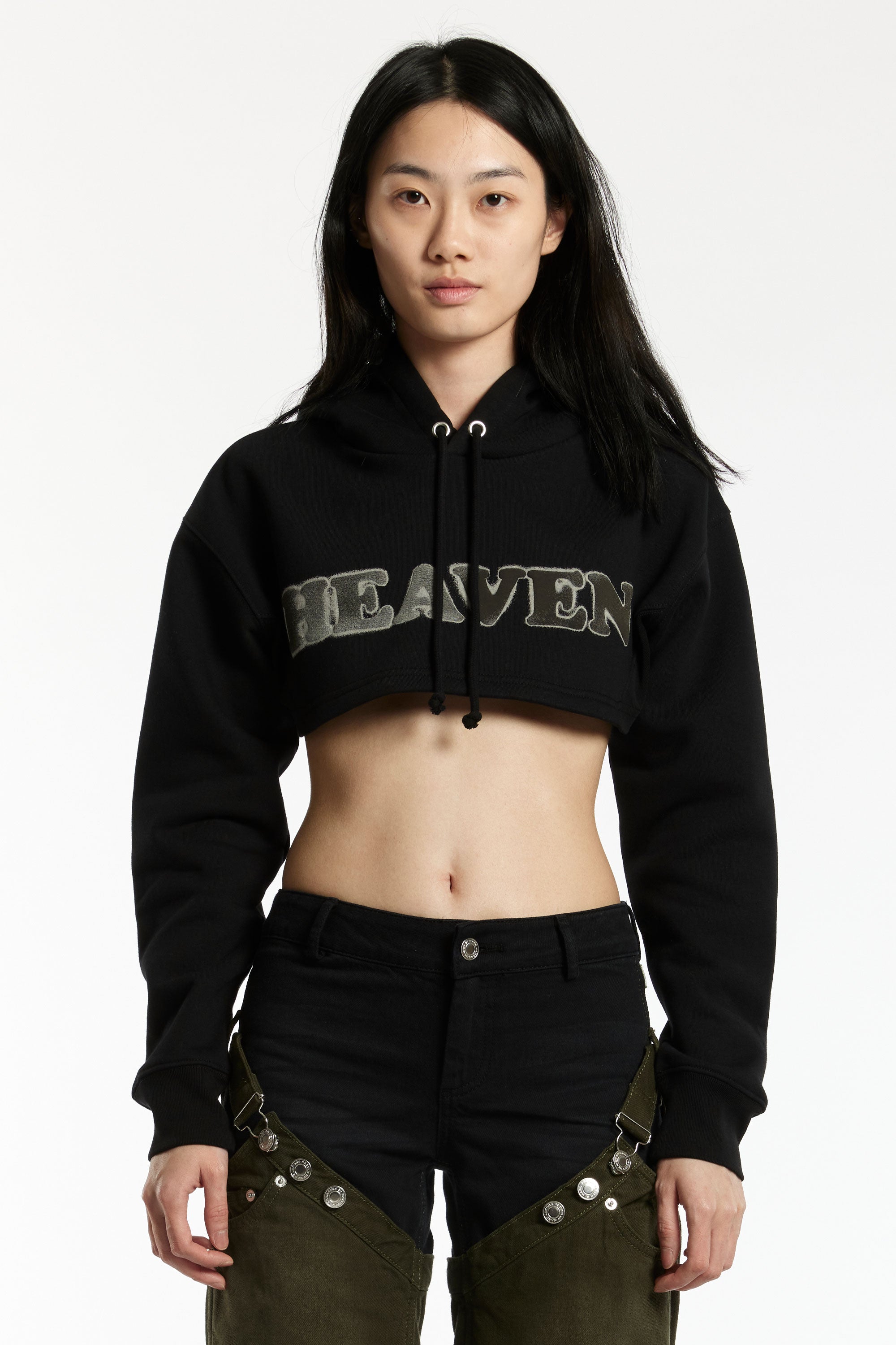 The HEAVEN -CHAOS CROPPED HOODIE  available online with global shipping, and in PAM Stores Melbourne and Sydney.
