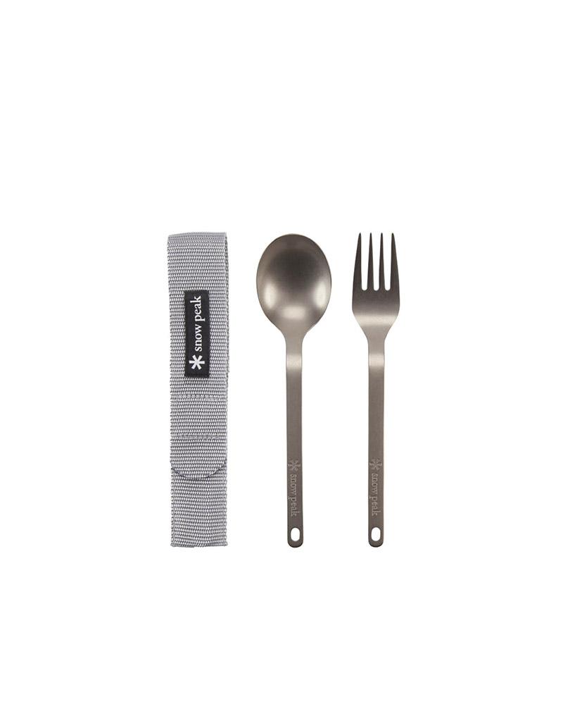 The SNOW PEAK - TITANIUM FORK & SPOON SET  available online with global shipping, and in PAM Stores Melbourne and Sydney.