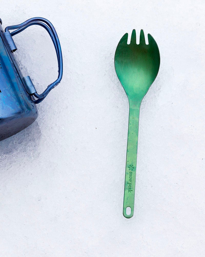 The SNOW PEAK - TITANIUM SPORK GREEN available online with global shipping, and in PAM Stores Melbourne and Sydney.